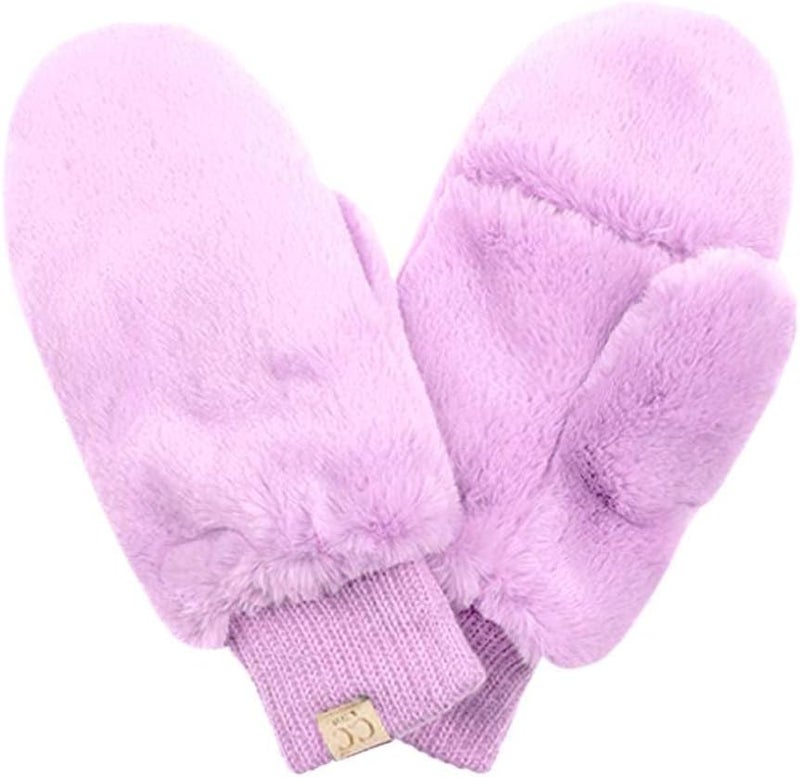 Cc Kids Faux Fur Sherpa Lined Convertible Mittens - Image 1